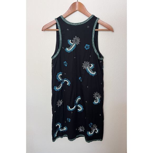 French Connection Black Beaded Sleeveless Cotton Dress Women’s Sz 4 Y2K - Picture 5 of 9